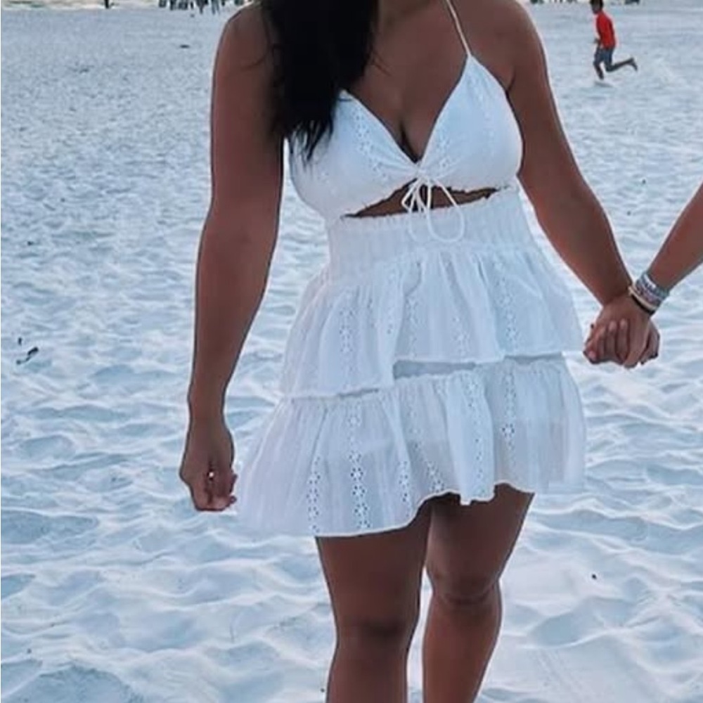 White Eyelet Tiered Dress